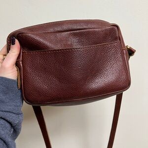 Portland Leather crossbody bag nutmeg color with long strap